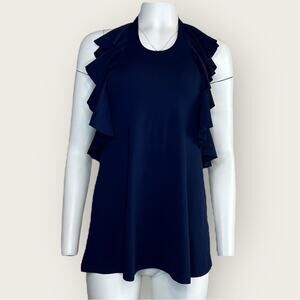 NWT | Susana Monaco | Ruffle Halter Top | Deep Sea Navy | Small